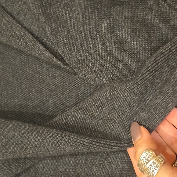 Lauren Ralph Lauren Gray Knit Faux Wrap Dress With Double Buckle Accent - Picture 4 of 10